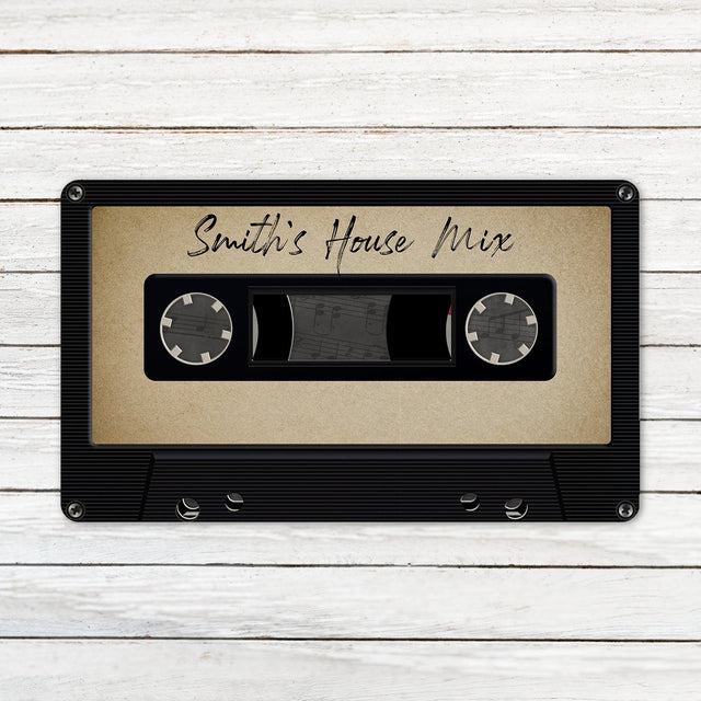 Custom Doormat, Personalized Family Name, Black Cassette Tape