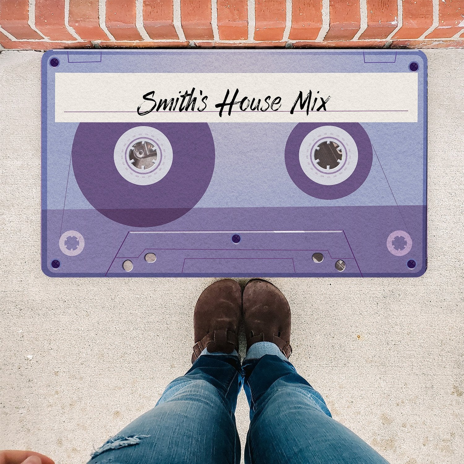 Custom Doormat, Personalized Family Name, Cassette