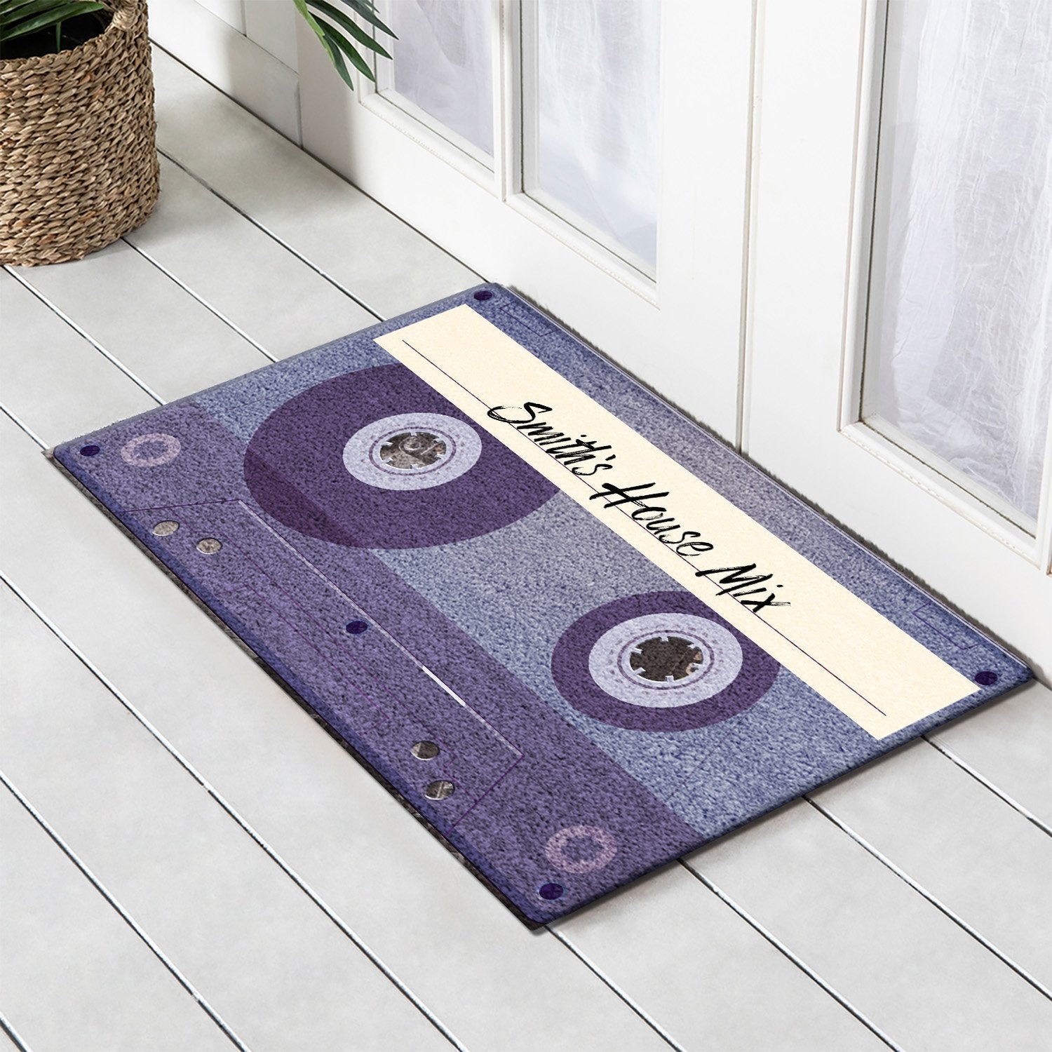 Custom Doormat, Personalized Family Name, Cassette