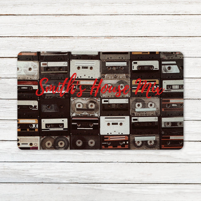 Custom Doormat, Personalized Family Name, Cassette Collections