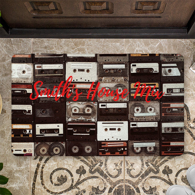 Custom Doormat, Personalized Family Name, Cassette Collections