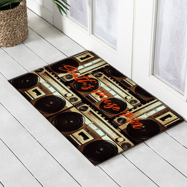 Custom Doormat, Personalized Family Name, Cassette Player
