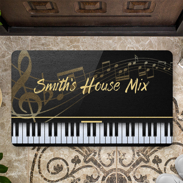 Custom Doormat, Personalized Family Name, Piano Art