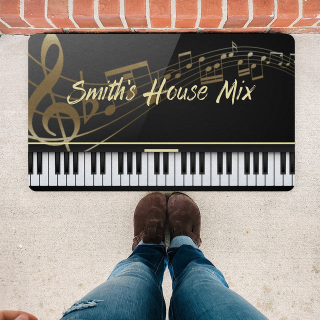 Custom Doormat, Personalized Family Name, Piano Art