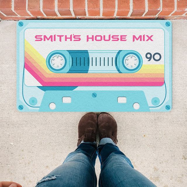 Custom Doormat, Personalized Family Name, Spring Cassette