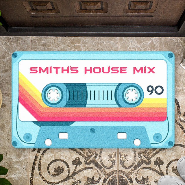 Custom Doormat, Personalized Family Name, Spring Cassette