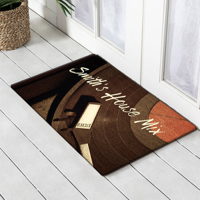 Custom Doormat, Personalized Family Name, Vinyl Record