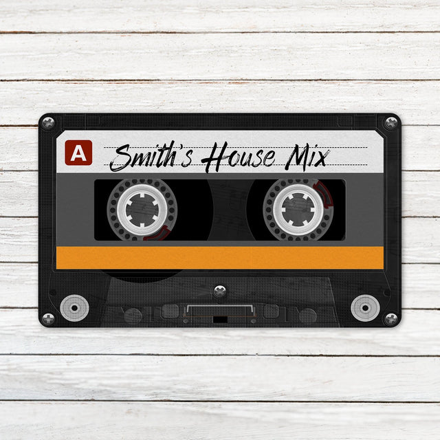 Custom Doormat, Personalized Text, Cassette Tape Doormat