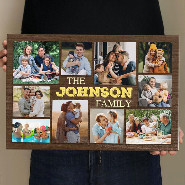 Custom Family Photo, Personalized Name Canvas Wall Art