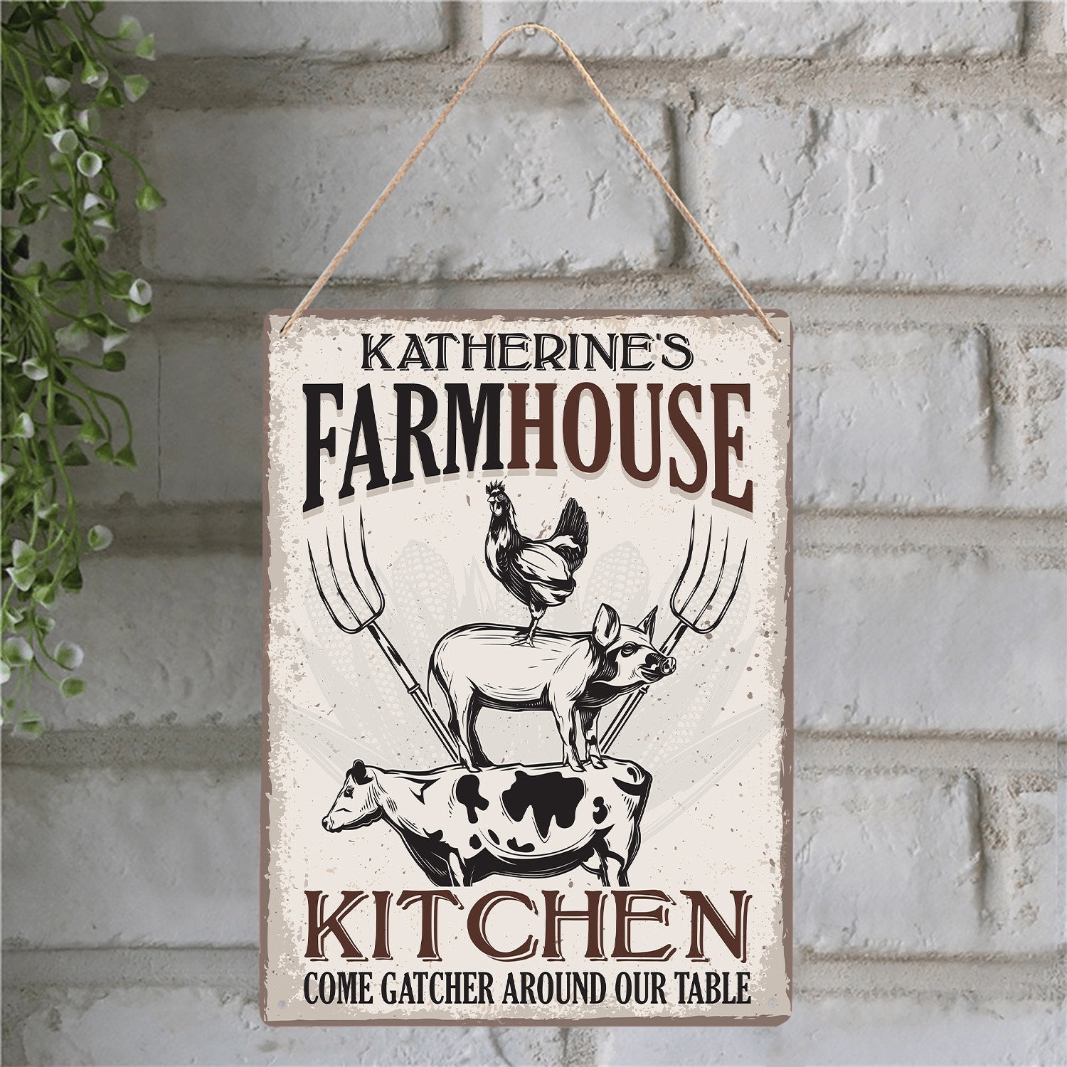 Custom Farm Sign, Kitchen Come Catcher Around Our Table