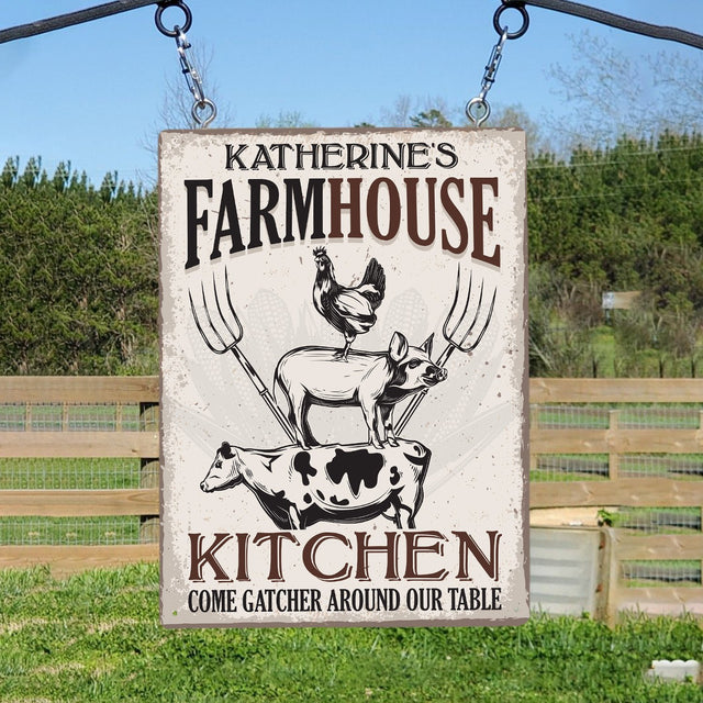 Custom Farm Sign, Kitchen Come Catcher Around Our Table