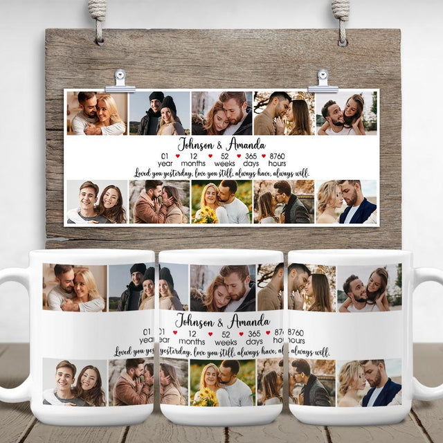 Custom First Year Anniversary Photo Collage 10 Pictures White Mug