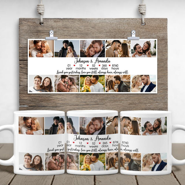 Custom First Year Anniversary Photo Collage 10 Pictures White Mug