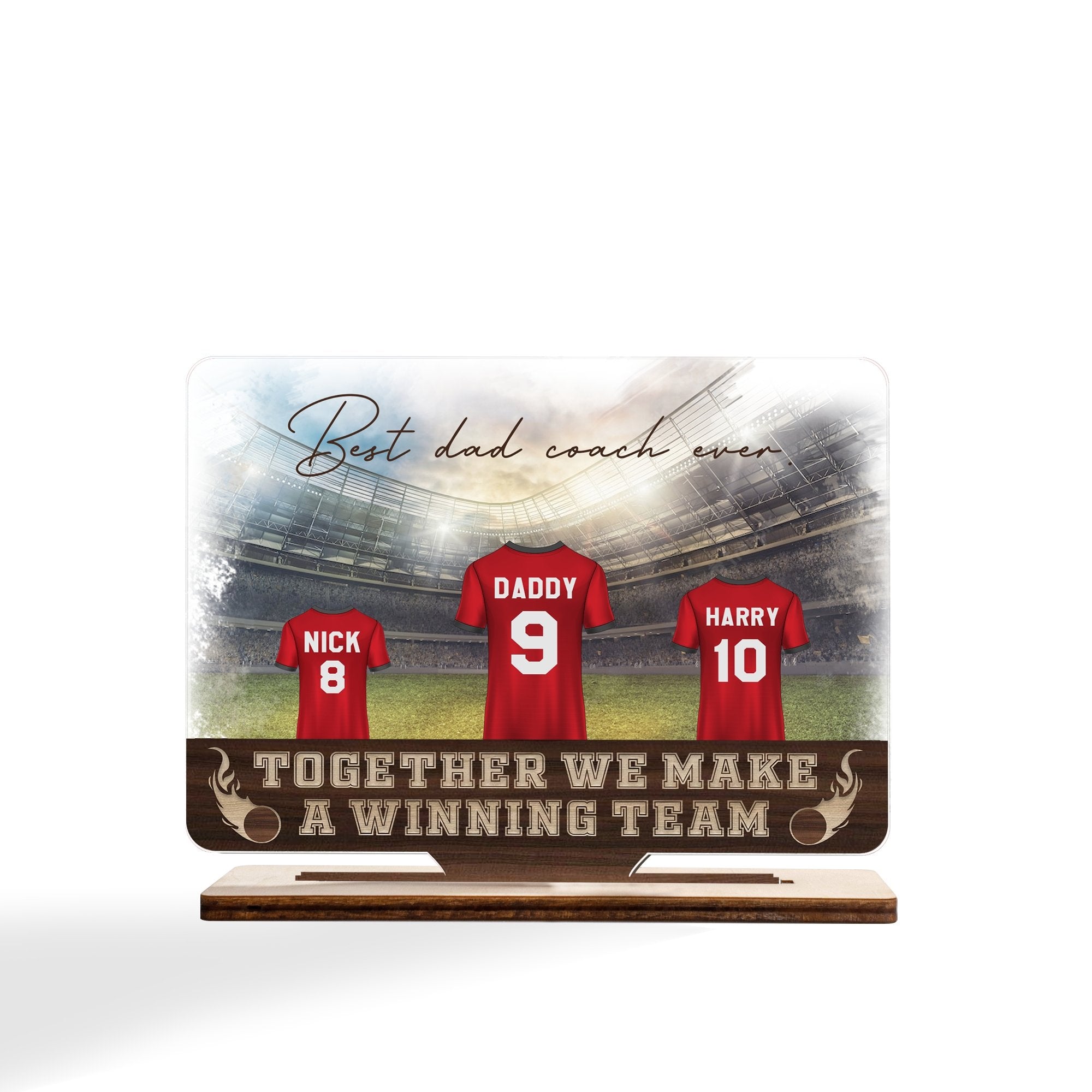 Custom Football Print, Personalized Name, Wooden Plaque 3 Layers