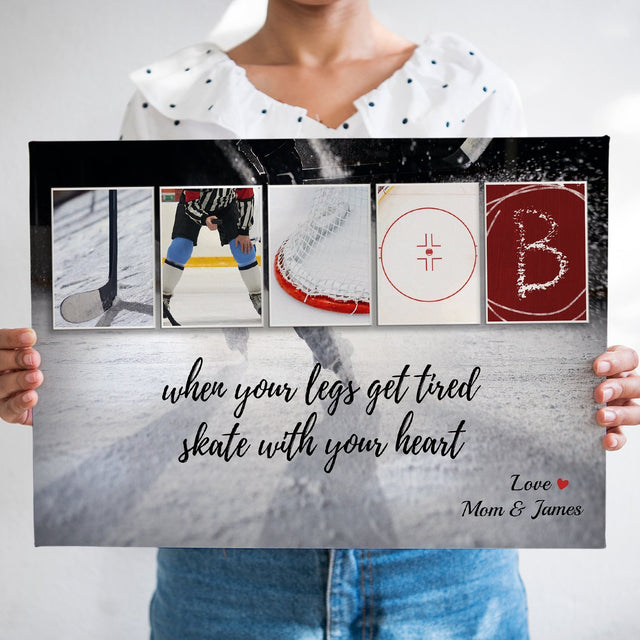 Custom Hockey Name Art And Upload Photo, Canvas Wall Art