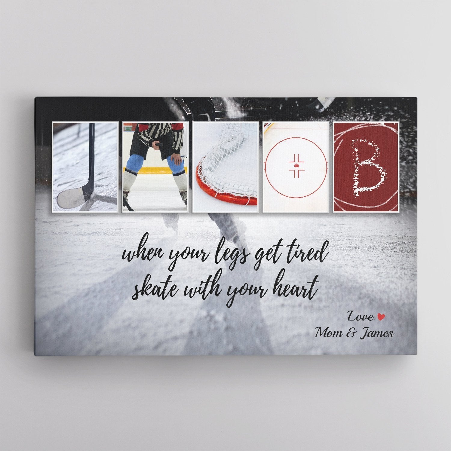 Custom Hockey Name Art And Upload Photo, Canvas Wall Art