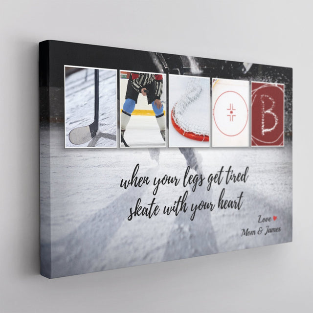 Custom Hockey Name Art And Upload Photo, Canvas Wall Art