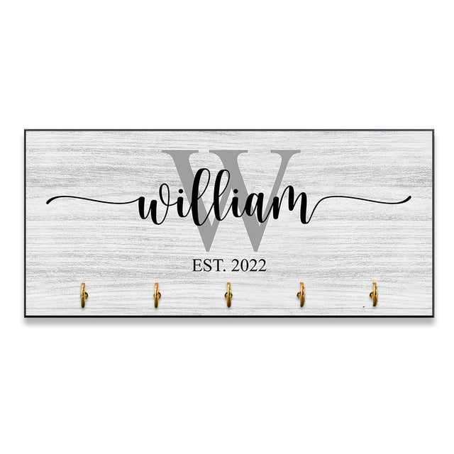 Custom Key Hook, Monogram Family Name, Personalized Name And Years