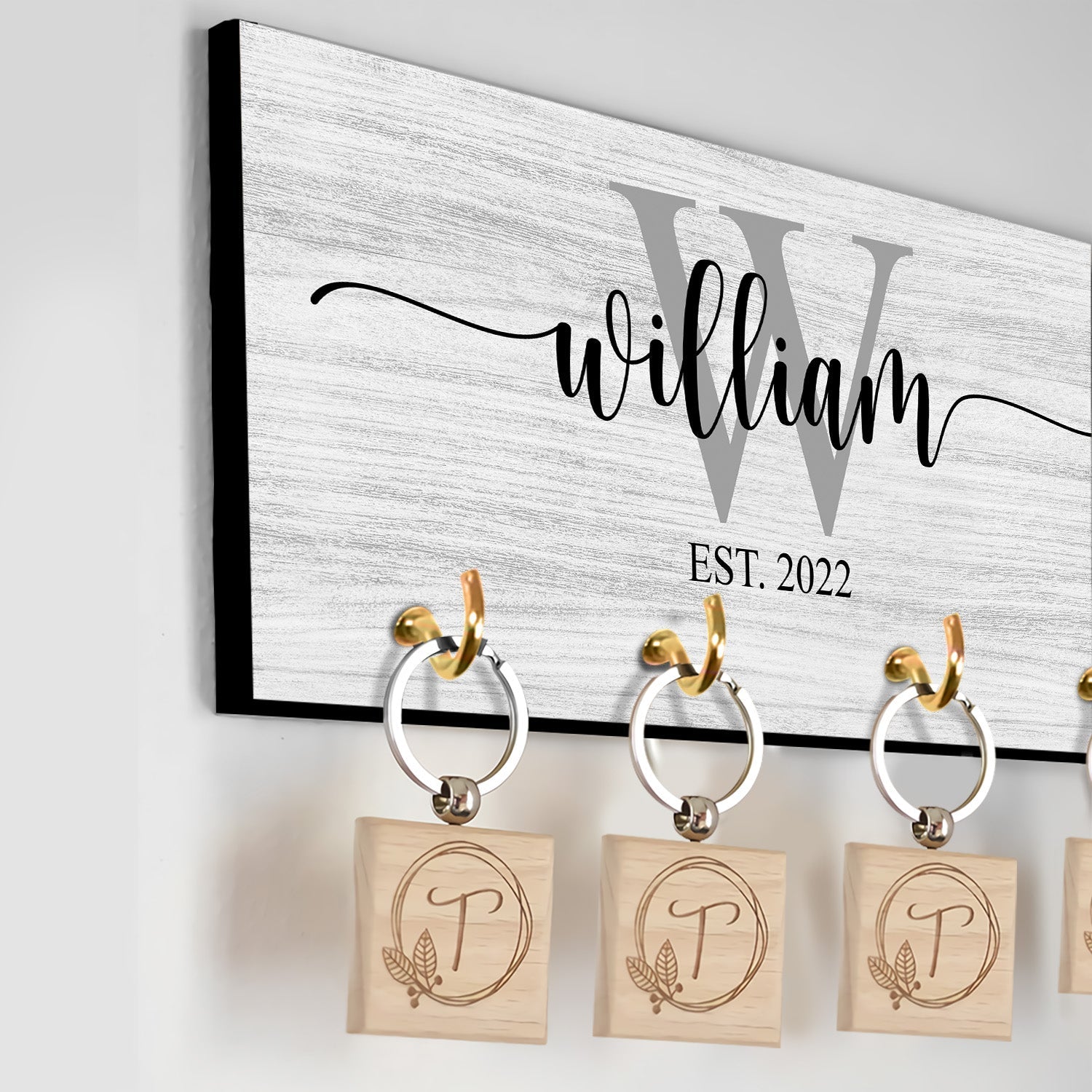 Custom Key Hook, Monogram Family Name, Personalized Name And Years