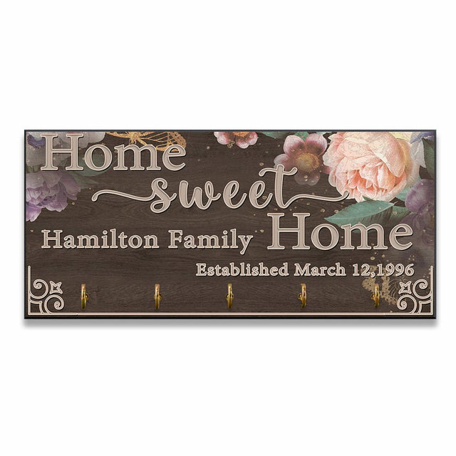 Custom Key Hook, Personalized Family Name, Home Sweet Home
