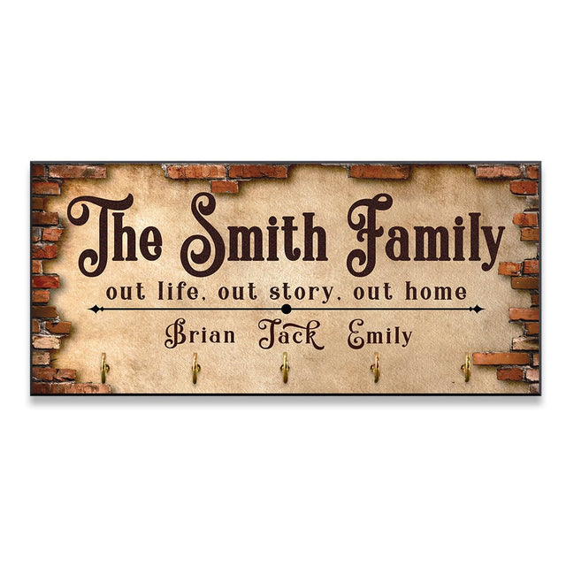 Custom Key Hook, Personalized Family Name, Our Life, Our Story, Out Home