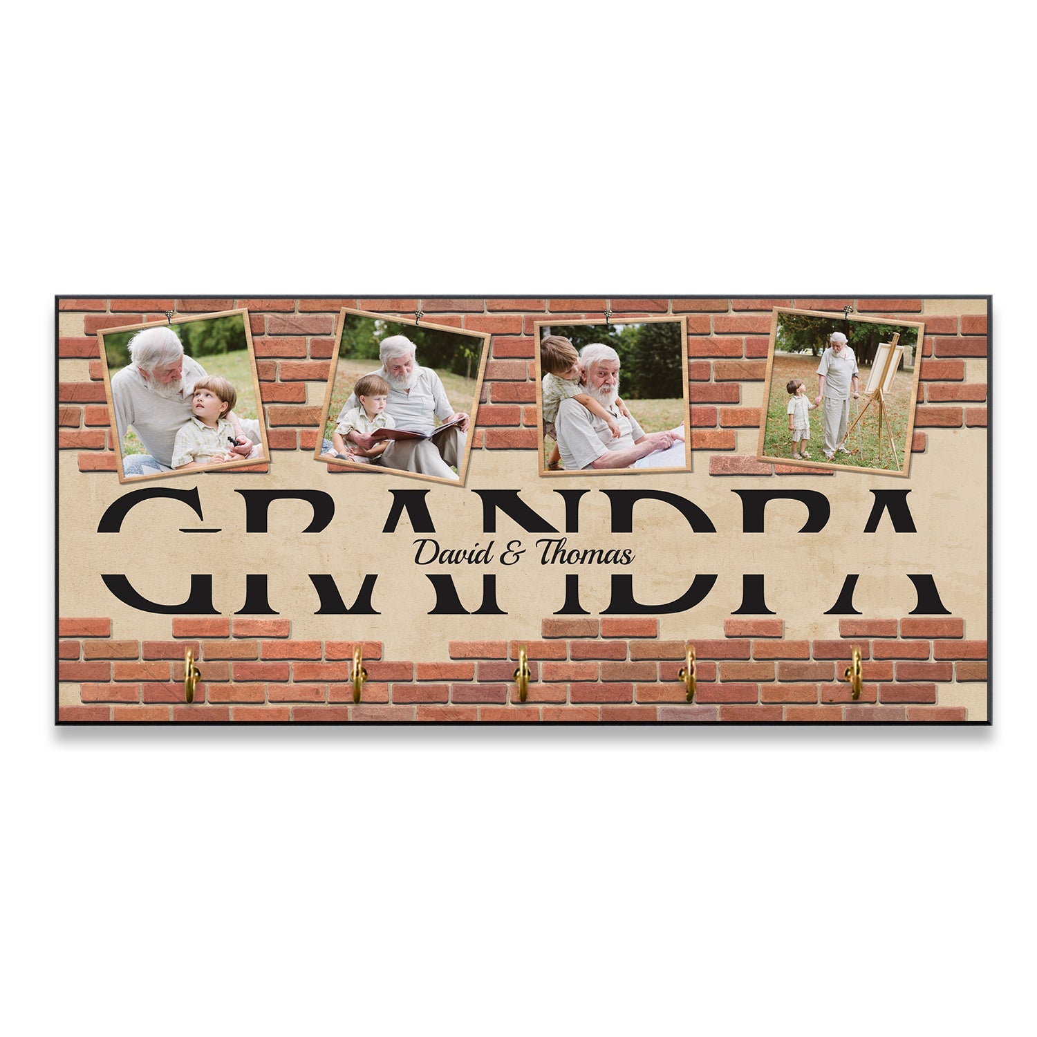 Custom Key Hook, Personalized Photo And Name, 4 Pictures, Gifts For Grandpa