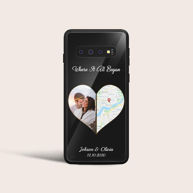 Custom Map Print And Photo 2 In 1, Personalized Text Phone Case