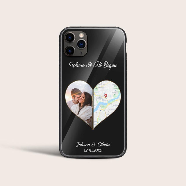 Custom Map Print And Photo 2 In 1, Personalized Text Phone Case