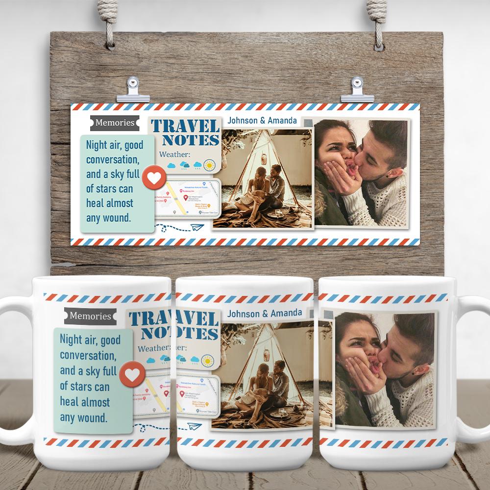 Custom Map Print And Photo Collage White Mug