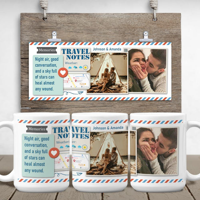 Custom Map Print And Photo Collage White Mug