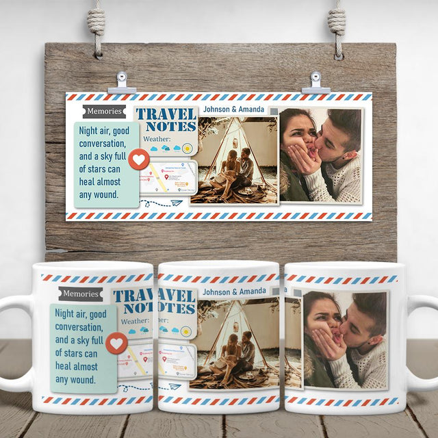 Custom Map Print And Photo Collage White Mug