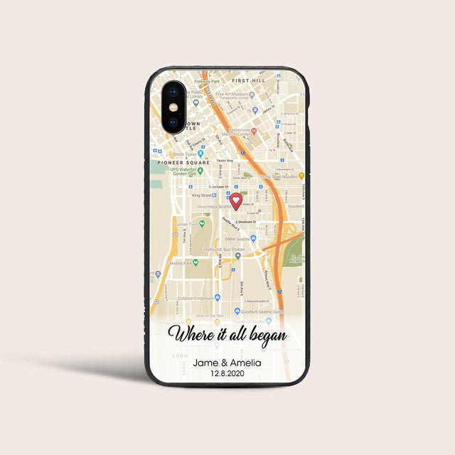 Custom Map Print And Text Phone Case