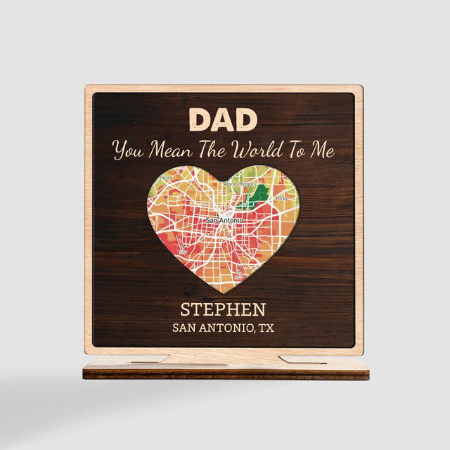 Custom Map Print By Location, Heart Shape, Wooden Plaque 3 Layers