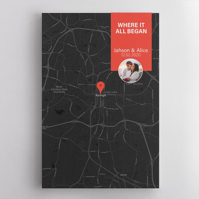 Custom Map Print Canvas Personalized Map, Photo And Text