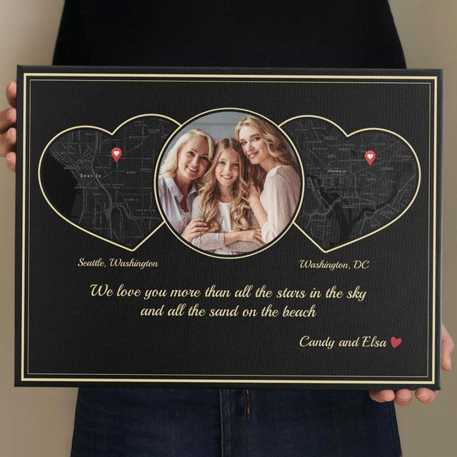 Custom Map Print, Personalized Photo Canvas Wall Art