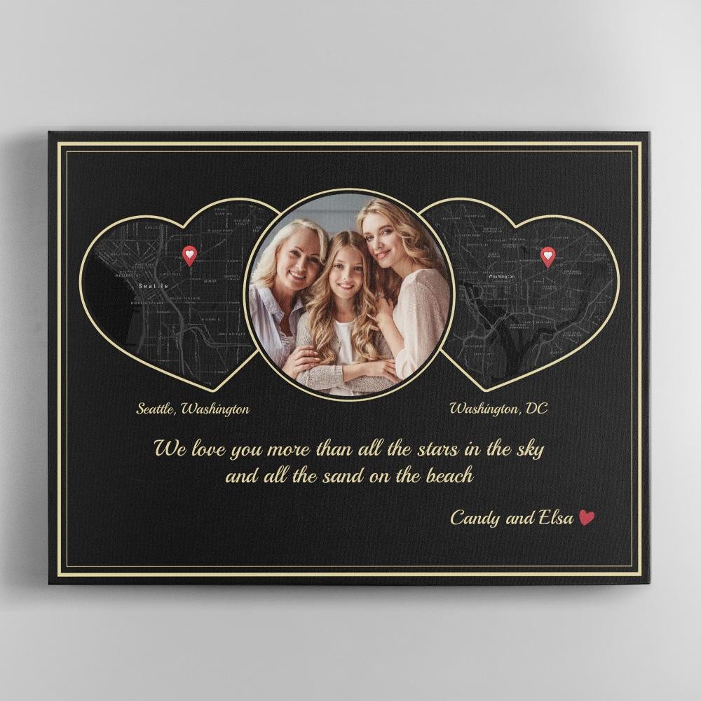 Custom Map Print, Personalized Photo Canvas Wall Art