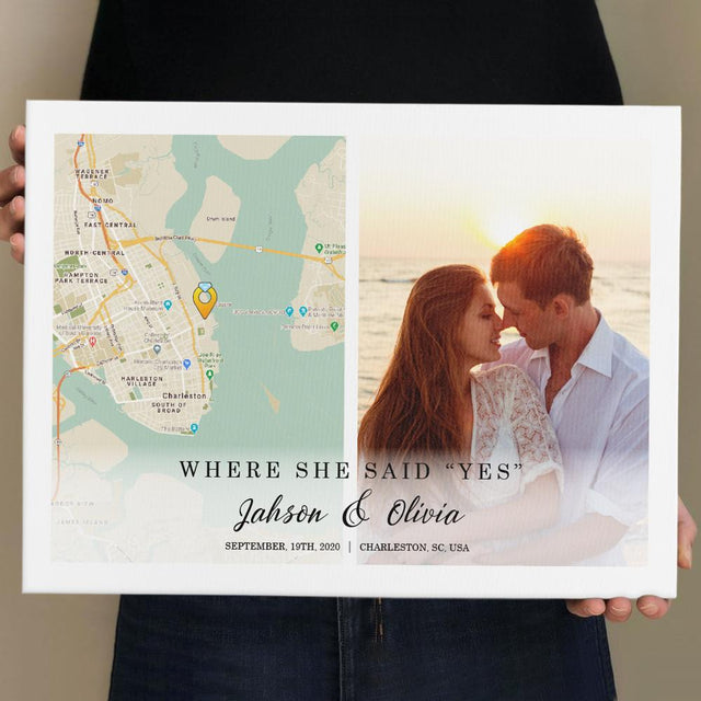 Custom Map Print, Personalized Text And Photo Canvas MAP29