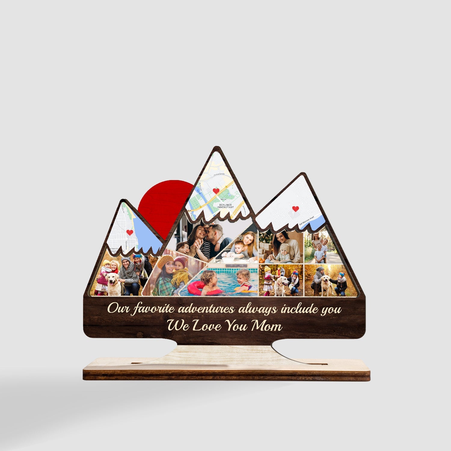 Custom Map Prints By Location, Personalized Name And Text, Wooden Plaque 3 Layers