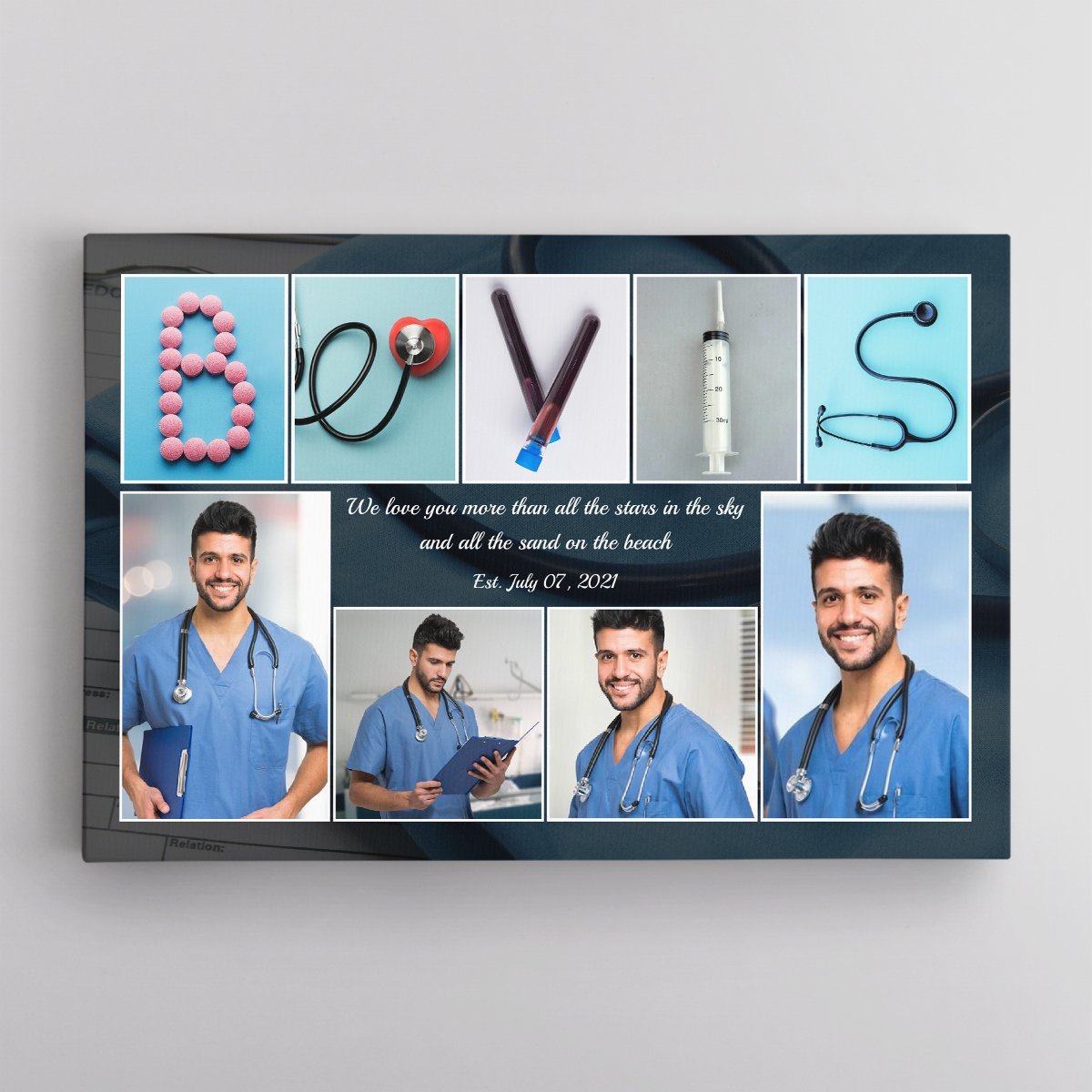 Custom Medical Name Art And Upload Photo, Canvas Wall Art