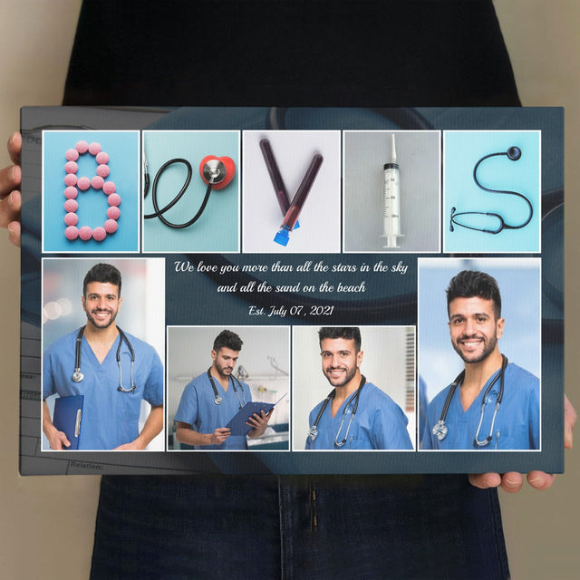 Custom Medical Name Art And Upload Photo, Canvas Wall Art