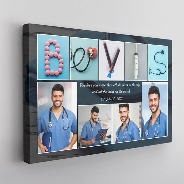 Custom Medical Name Art And Upload Photo, Canvas Wall Art