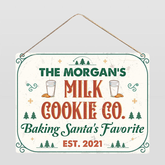 Custom Milk And Cookie Co. Sign, Baking Santa's Favorite, Personalized Family Name