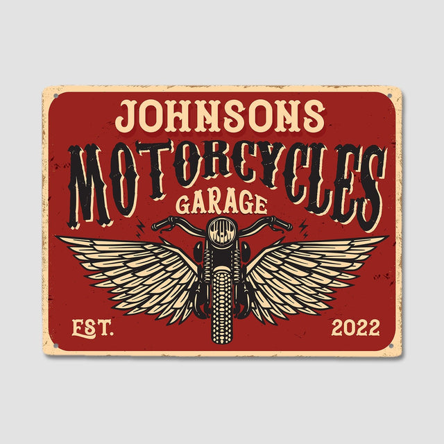 Custom Motorcycle Garage Sign, Personalized Name And Years