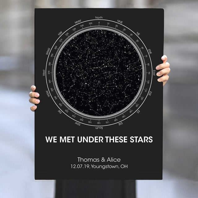 Custom Night Sky And Text Black Background Canvas