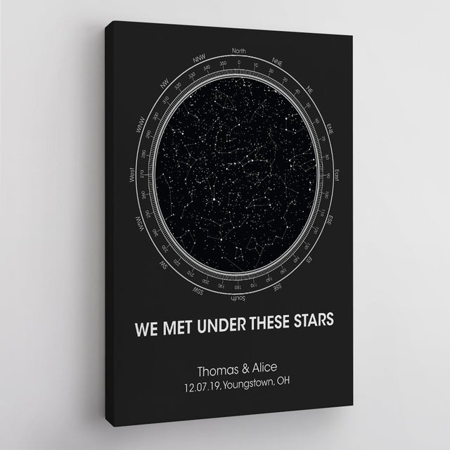 Custom Night Sky And Text Black Background Canvas