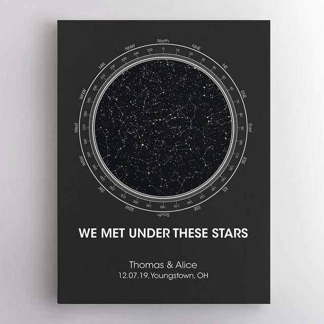 Custom Night Sky And Text Black Background Canvas