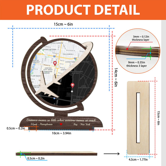 Custom Night Sky, Map Print By Location, Globe Shape, Wooden Plaque 3 Layers
