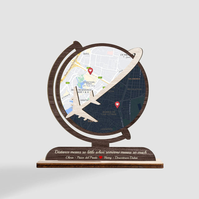 Custom Night Sky, Map Print By Location, Globe Shape, Wooden Plaque 3 Layers