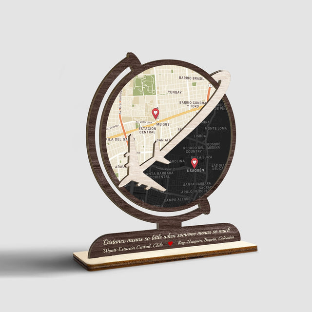 Custom Night Sky, Map Print By Location, Globe Shape, Wooden Plaque 3 Layers