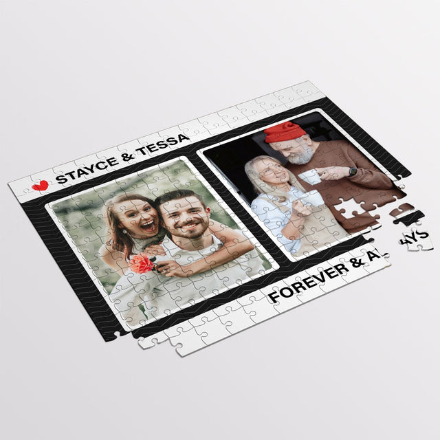 Custom Photo, 2 Pictures, Personalized Name And Text Jigsaw Puzzles